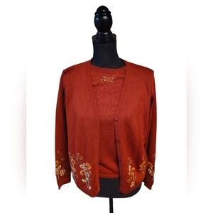 Vtg 90 shirt with attached cardigan and embroidery details